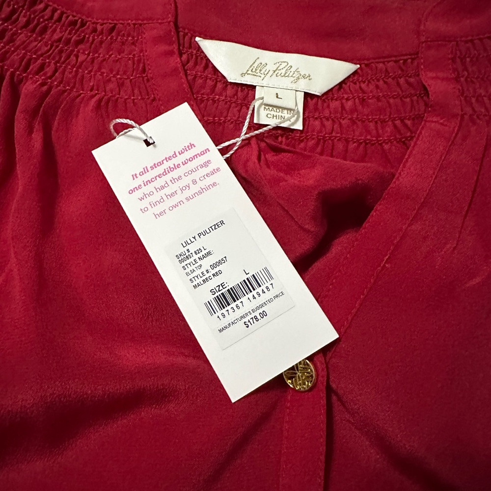 Lilly Pulitzer Elsa Top Malbec Red Large - Picture 2 of 2